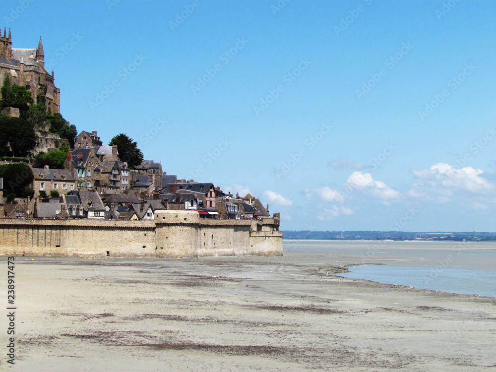 Mont Saint Michel abbey and city on the island, Normandy, Northern France.