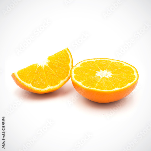 Orange fruit Sour taste on a white background.