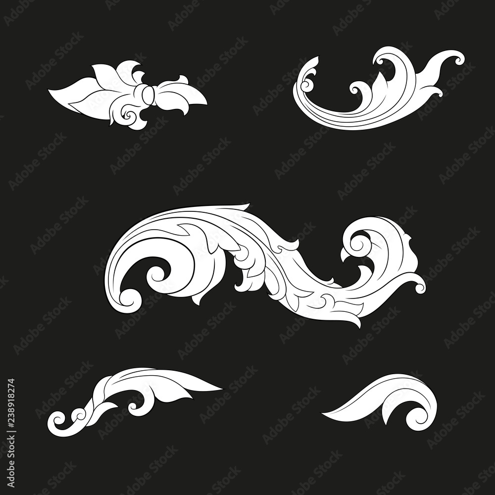 A set of simple scrolls and curls A set of simple scrolls and curls