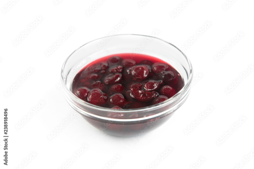 Cherry jam in bowl isolated on white background. Cherry jam in bowl isolated on white background.