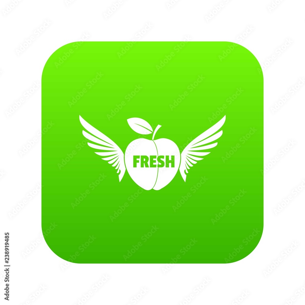 Wing apple icon green vector isolated on white background