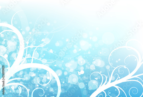 Nature whip and leaves in blurry fresh sky Bokeh stars scatter shiny concept abstract background vector illustration