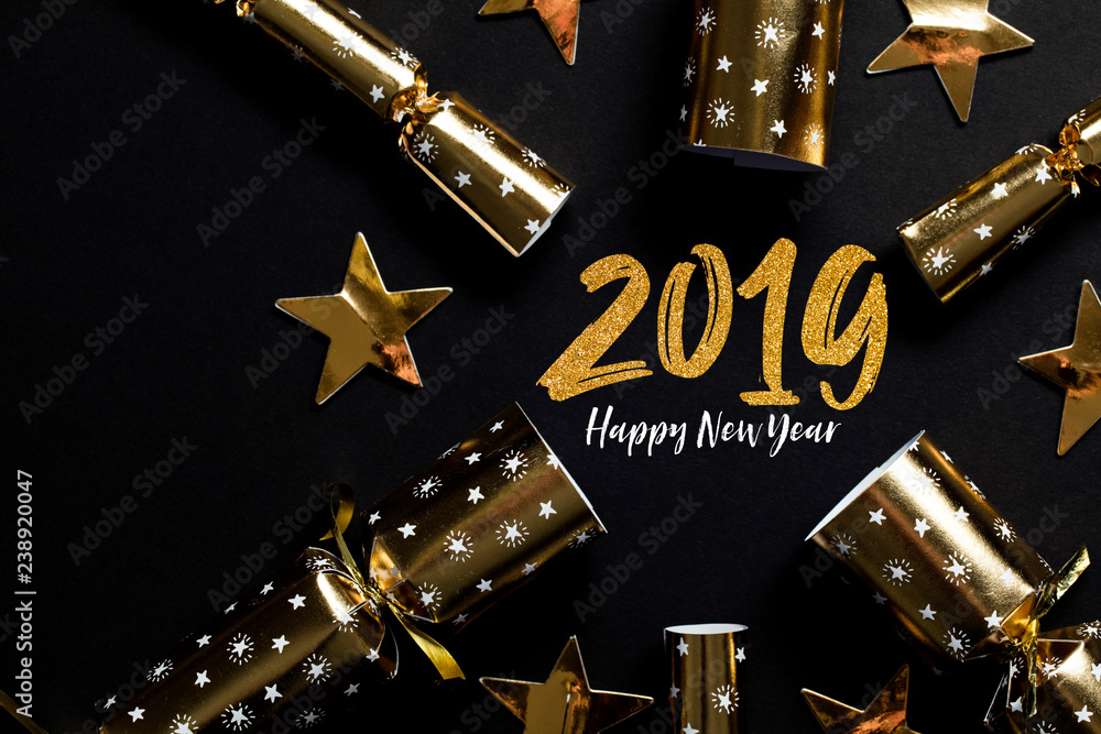 2019 Happy New Year party background - obrazy, fototapety, plakaty 