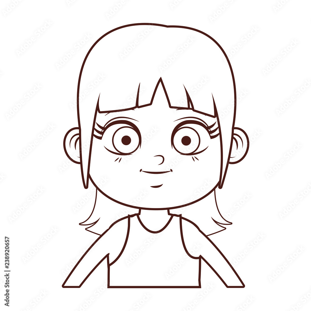 cute girl cartoon brown lines cute girl cartoon brown lines