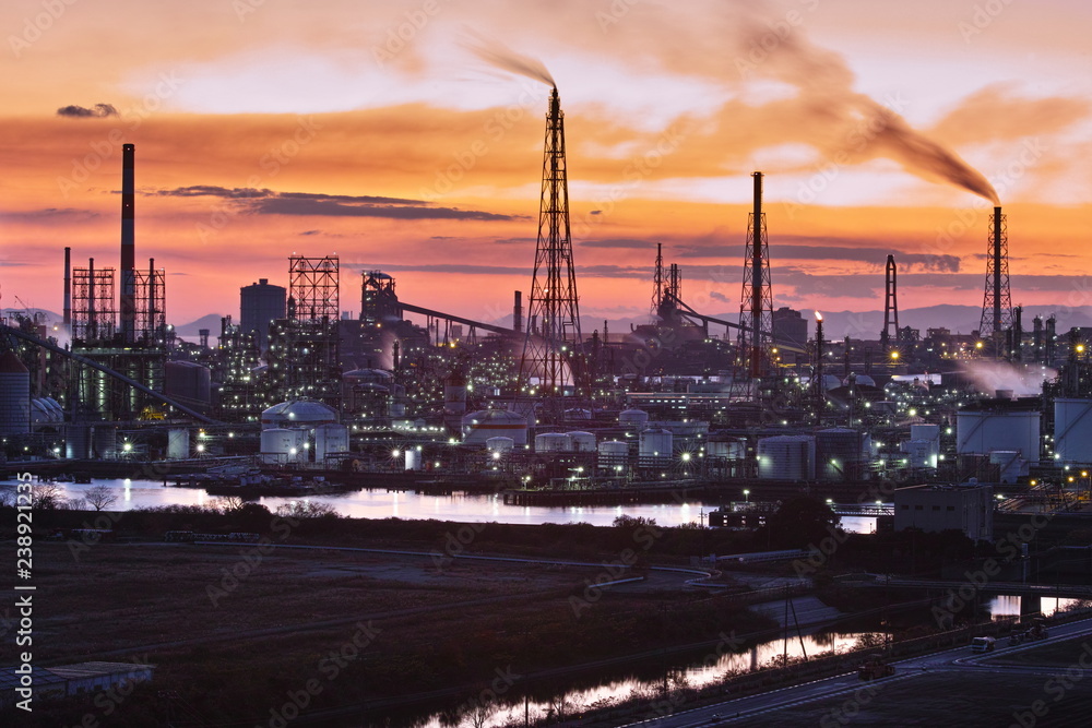 Fototapeta premium 水島工場夕景