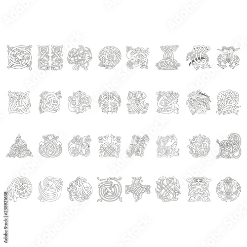 monochrome icon with Celtic art and ethnic ornaments for your design