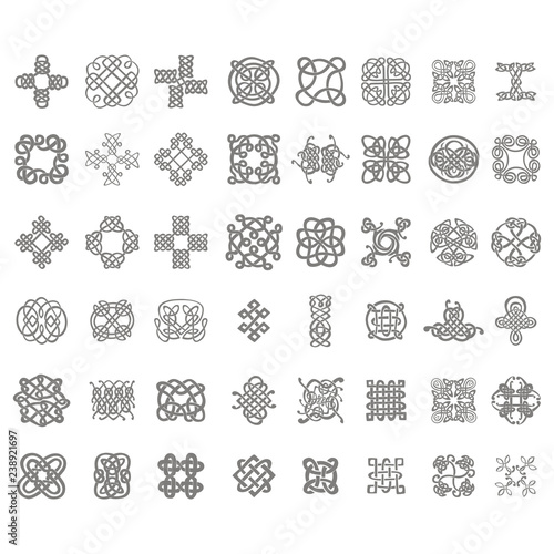 monochrome icon with Celtic art and ethnic ornaments for your design