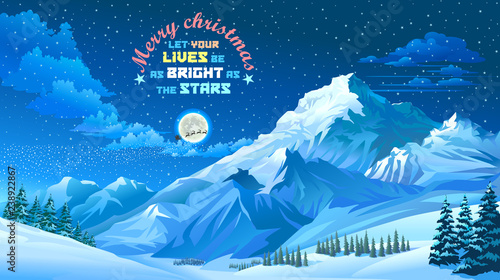Big beautiful winter mountains during Christmas