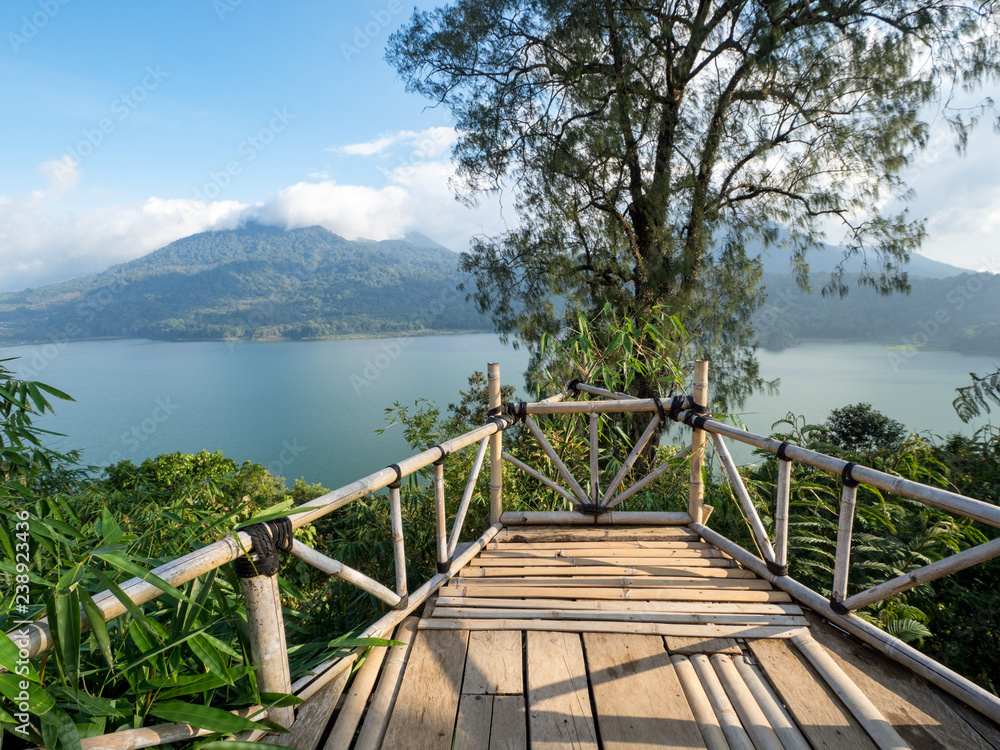 Fototapeta premium Pointing view above Tamblingan lake, Bali island, Indonesia. November, 2018