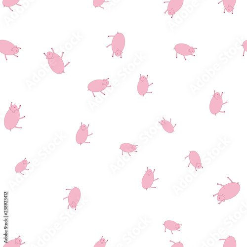 Seamless pattern with pigs in funny poses