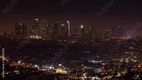 Wallpaper Mural Los Angeles Downtown Skyline Night Time-lapse. a closeup timelapse view of downtown Los Angeles at night Torontodigital.ca