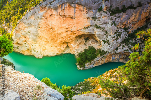 view of mountain spring in Gorge du Verdon at summer, Provence, France, retro toned