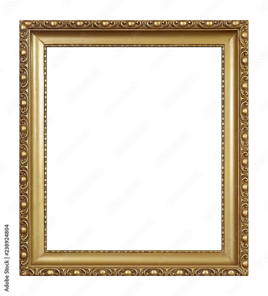 Golden frame for paintings, mirrors or photo isolated on white background Golden frame for paintings, mirrors or photo isolated on white background