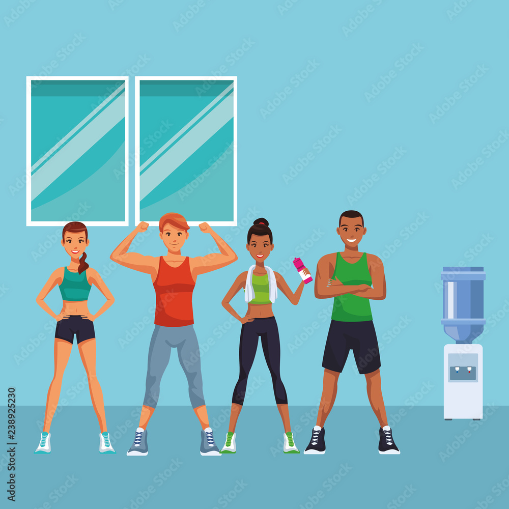 Obraz premium fit people doing exercise