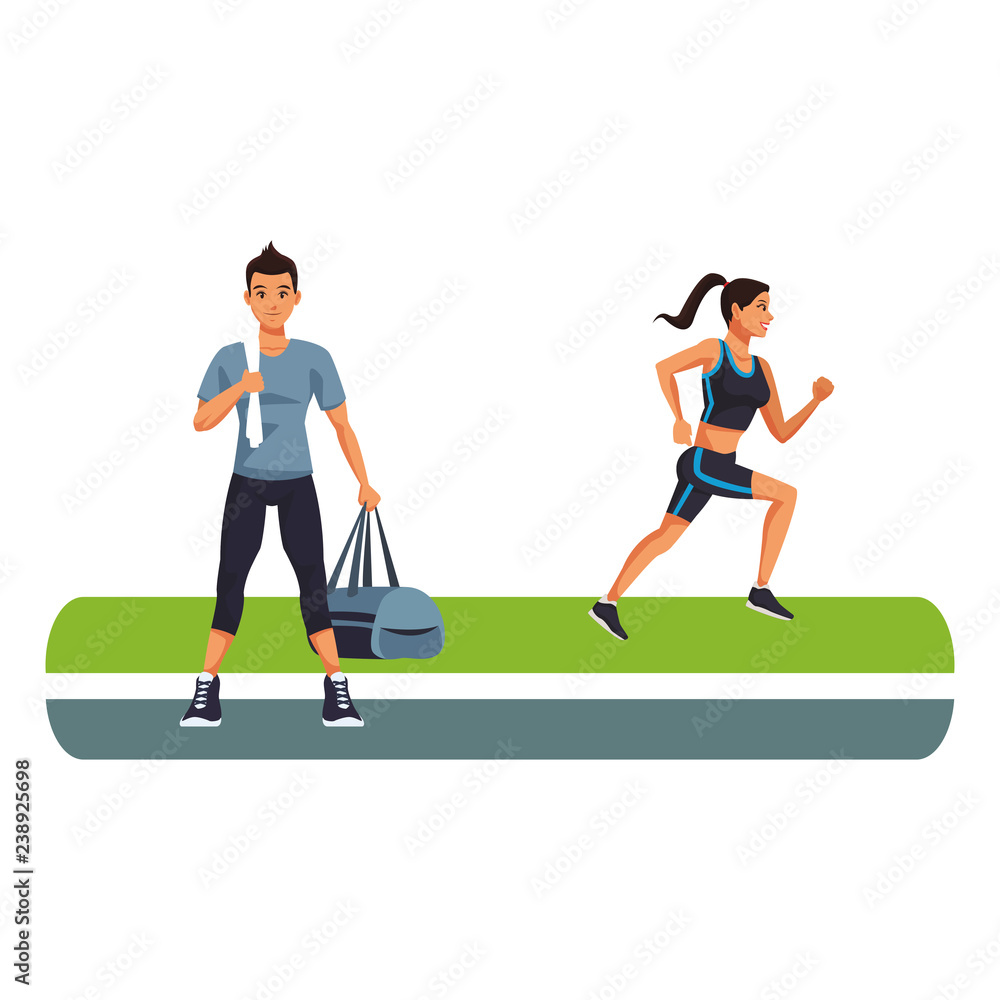 Fitness man and woman running Fitness man and woman running