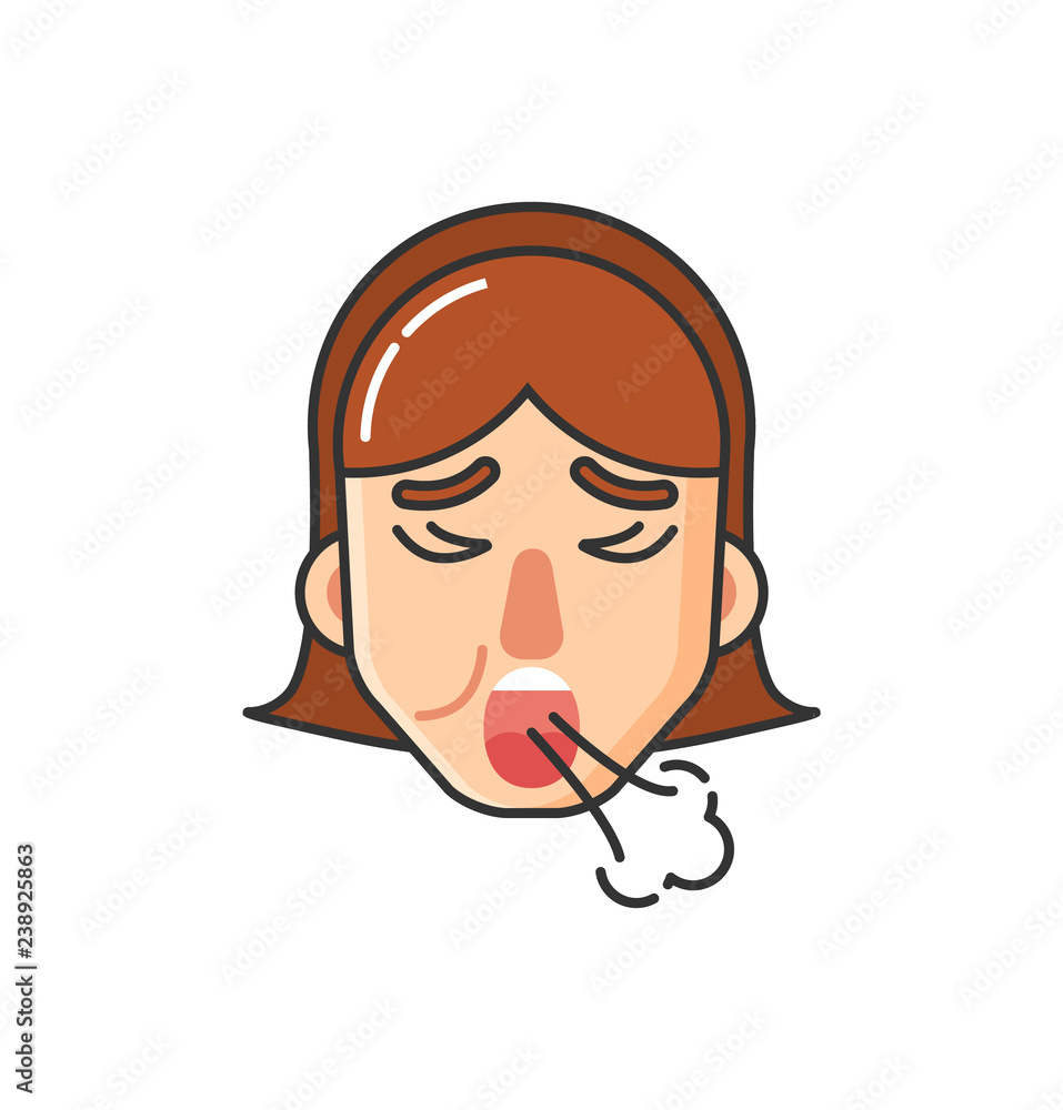 Allergy Symptoms of Girl, Ill Lady Coughing Icon Allergy Symptoms of Girl, Ill Lady Coughing Icon