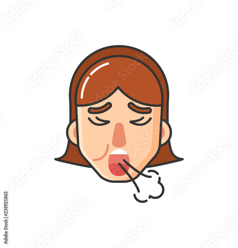 Allergy Symptoms of Girl, Ill Lady Coughing Icon