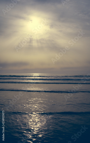 The incredible seascaping view of beach with blue sea in morocco in summer