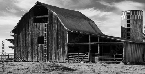 old barn and silo