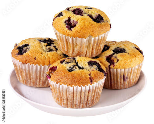 BLUEBERRY MUFFINS CUT OUT ON PLATE
