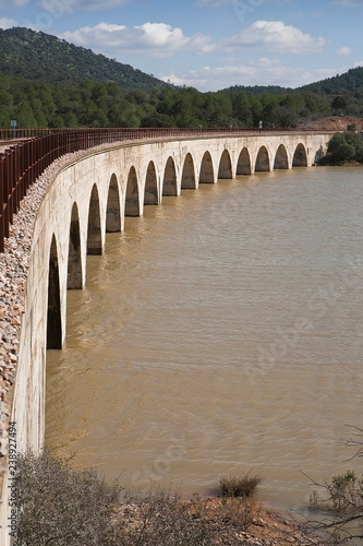Railway line Cordoba - Almorchon, bridge of Los Puerros, municipality of Espiel, reservoir of Puente Nuevo, near C—rdoba, Spain
