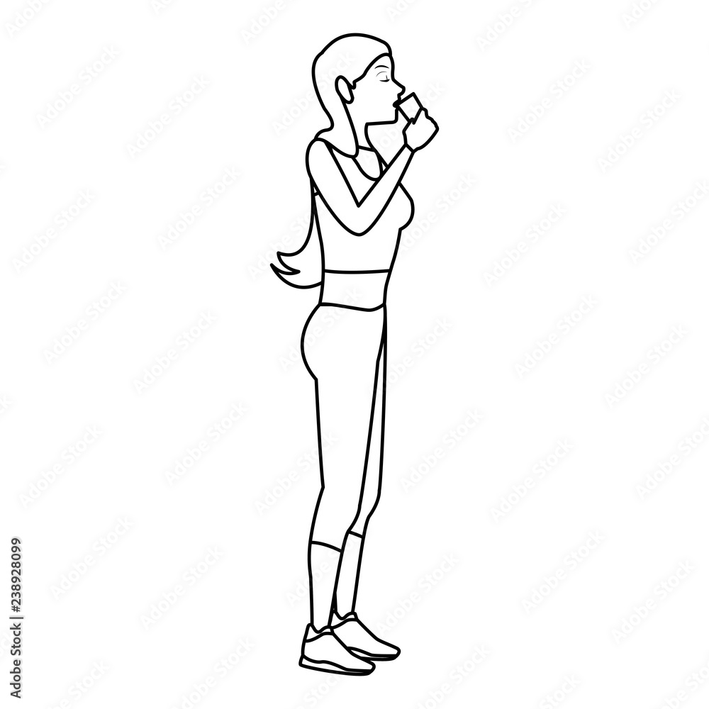 Fitness people cartoon in black and white Fitness people cartoon in black and white