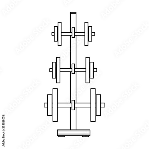 GYM equipment isolated in black and white