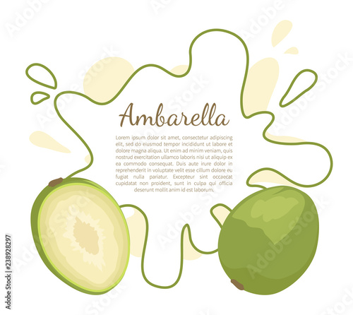 Ambarella Exotic Juicy Fruit Vector Poster Text