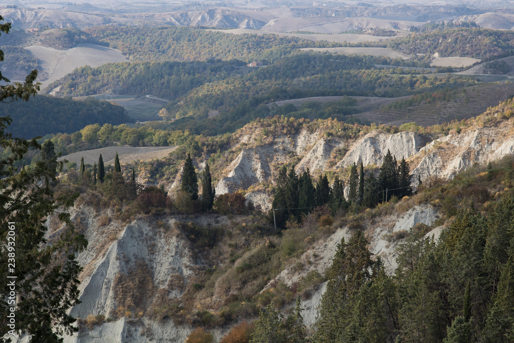 The Sienese Crete. Landscape with typical conformation of rock named 