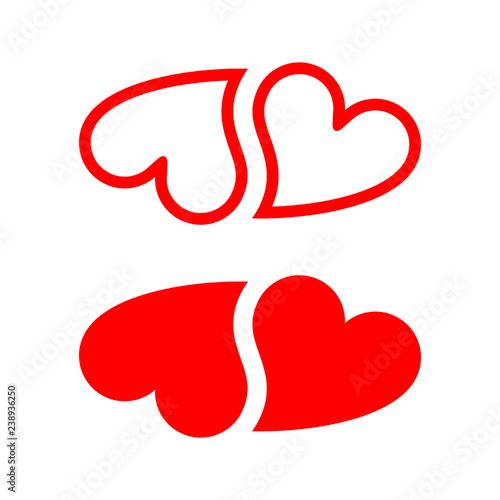 Heart symbol double icon design template