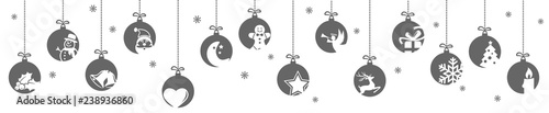 collection of hanging baubles with christmas icons