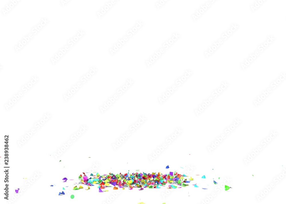 Bright and colorful confetti flying on the floor