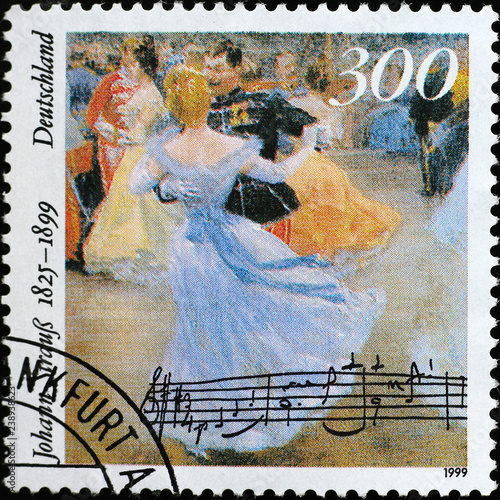 Celebration of Johann Strauss on german postage stamp photo