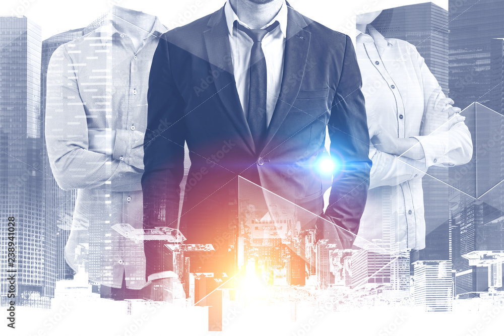 Manager trio in modern city Manager trio in modern city