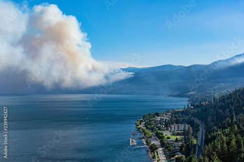 Smoke from a forest fire near Pearchland British Columbia Canada