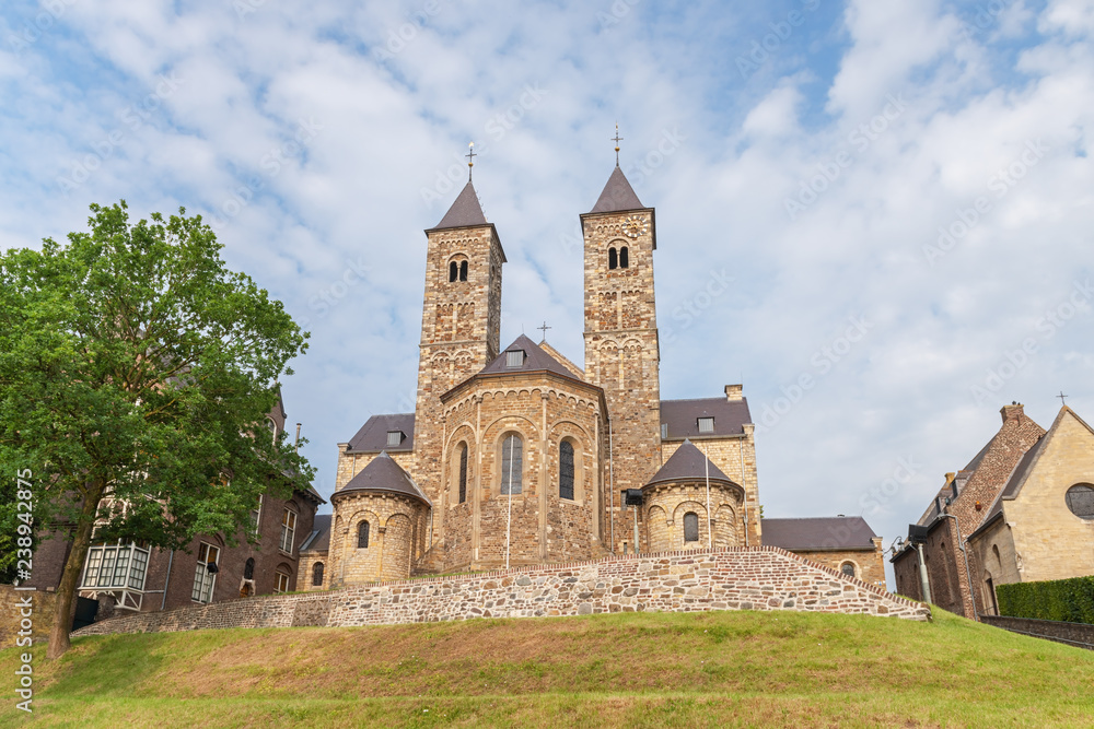 View of the Romanesque basilica in Sint Odiliënberg village, Limburg, The Netherlands