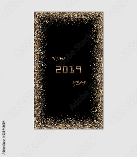 Gold glitter powder splash vector background. Golden scattered dust. Stylish fashion black backdrop.