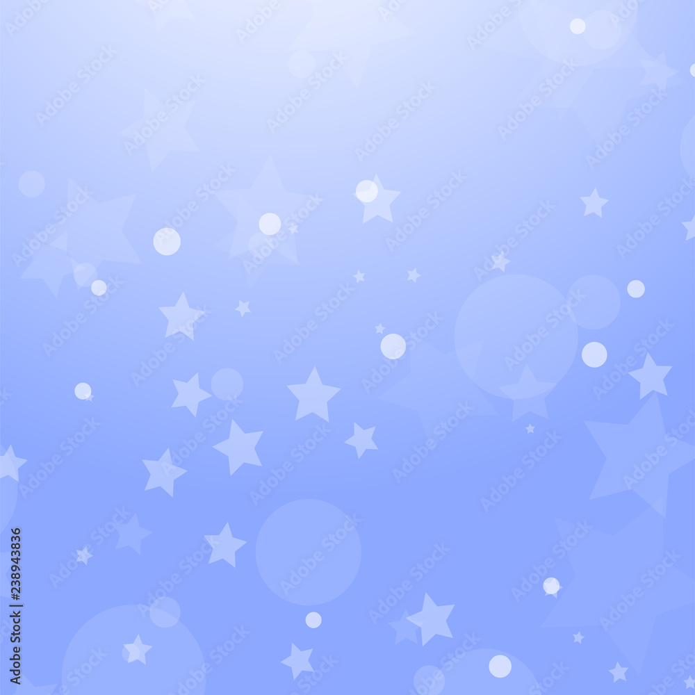 Christmas colorful abstract background with circles and stars of different sizes. Simple flat vector illustration.
