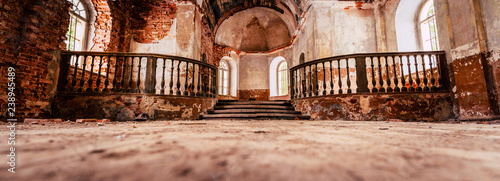 Inside Interior of an old Abandoned Church in Latvia, Galgauska - light Shining Through the Windows