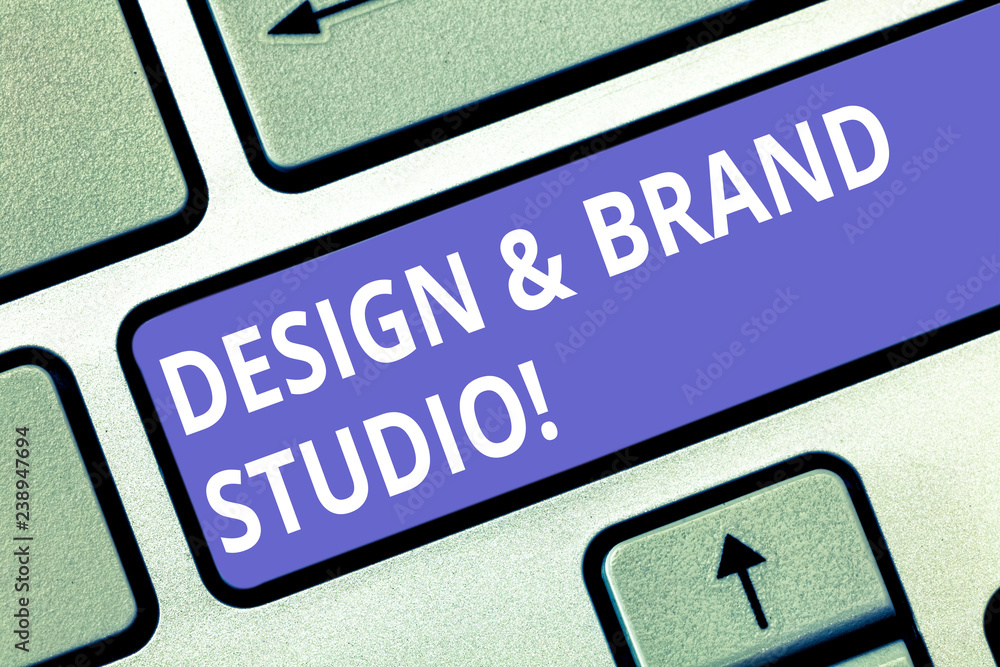 Text sign showing Design And Brand Studio. Conceptual photo Modern designing space professional office Keyboard key Intention to create computer message pressing keypad idea Text sign showing Design And Brand Studio. Conceptual photo Modern designing space professional office Keyboard key Intention to create computer message pressing keypad idea