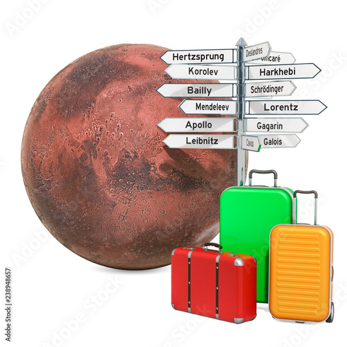 Fototapeta Naklejka Na Ścianę i Meble -  Travel to the Mars. Space tourism concept, 3D rendering