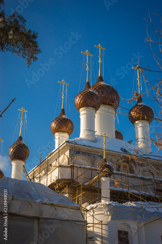 Domes of the church of Kirillo Afanasyevsky monastery in Yaroslavl, Russia photo