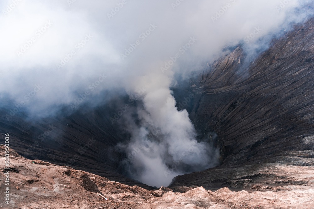 Active Volcano Smoke at Mount Bromo - Indonesia