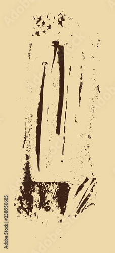 Grunge texture. Brown brush on beige. Vector template. Urban Background. Dust Overlay Distress Grain. Hand drawn illustration. Abstract shape for your design or scrapbook.