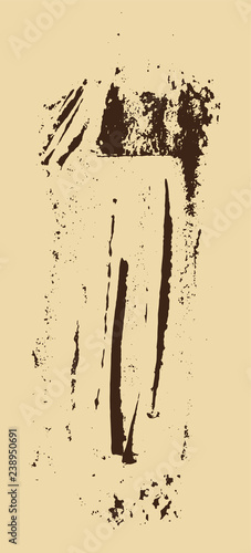 Grunge texture. Brown brush on beige. Vector template. Urban Background. Dust Overlay Distress Grain. Hand drawn illustration. Abstract shape for your design or scrapbook.