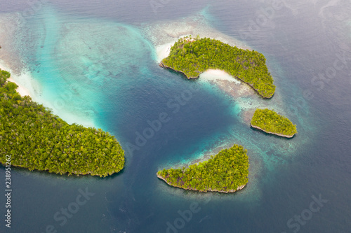 Aerial View of Islands and Reef in Raja Ampat