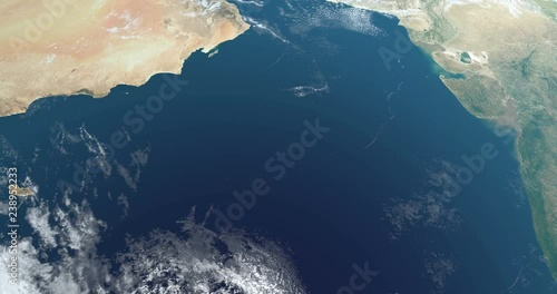 Arabian Sea in the Indian Ocean, aerial view from outer space of earth planet photo