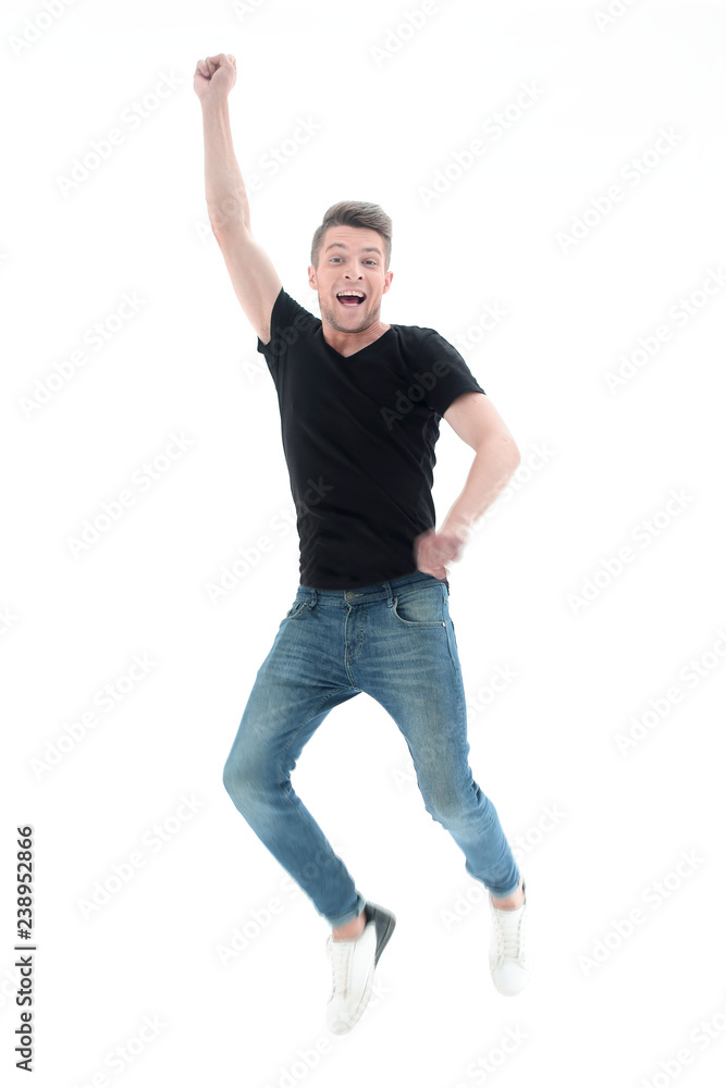 Handsome man jumping. Handsome man jumping.
