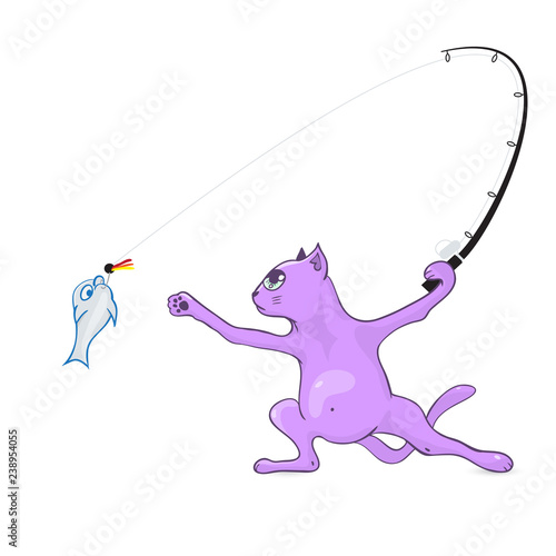 cat fisherman fishing fly fishing