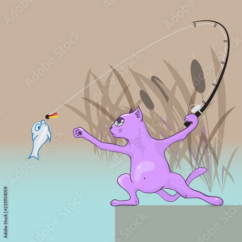 cat fisherman fishing fly fishing
